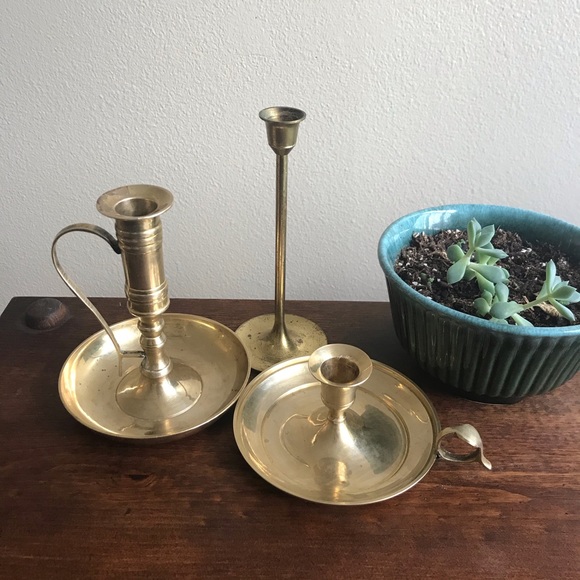 Vintage Mid Century Brass Candleholders